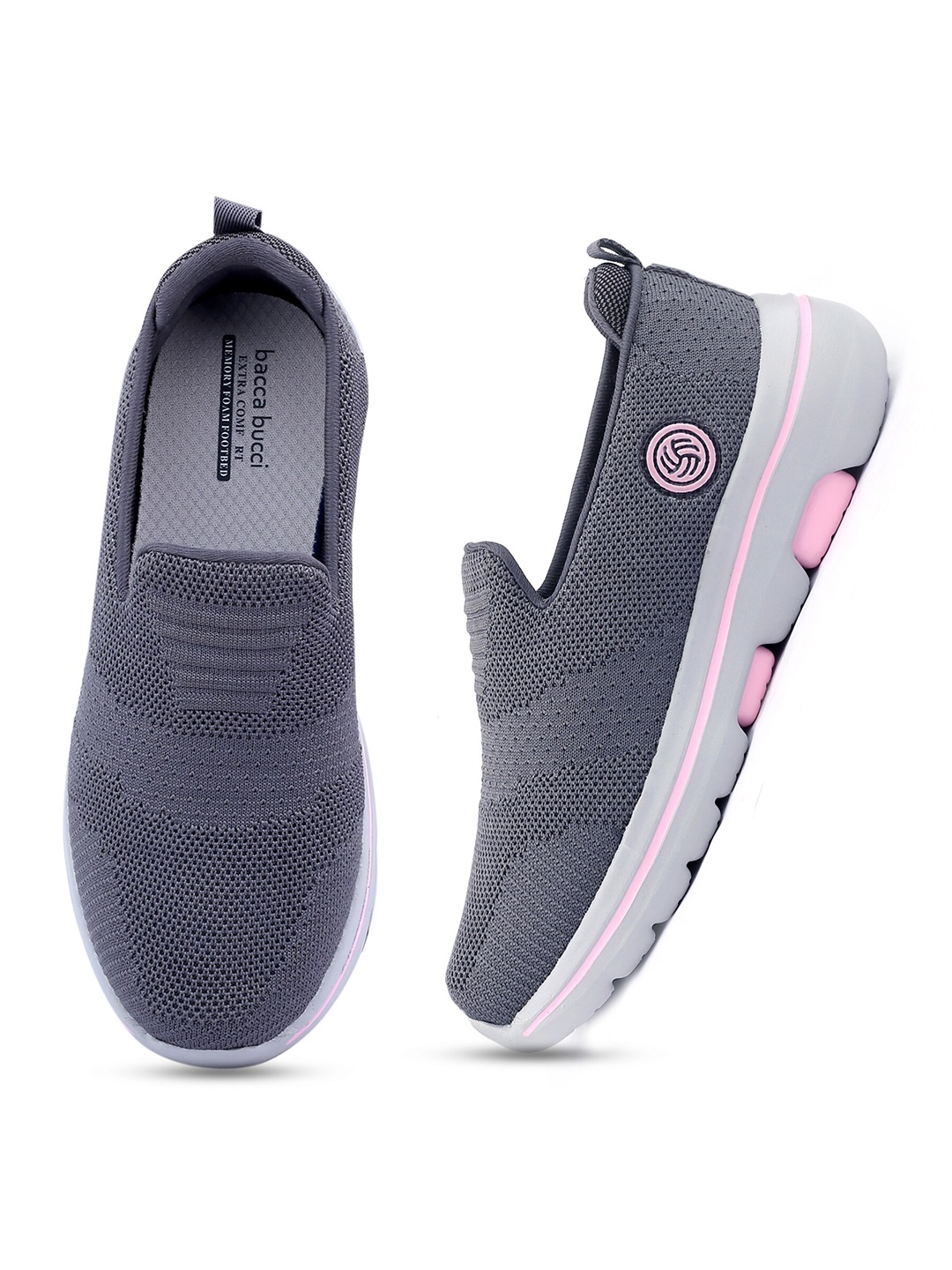 

bacca bucci Women Mesh Ortholite Insole Non-Marking Training or Gym Shoes, Grey