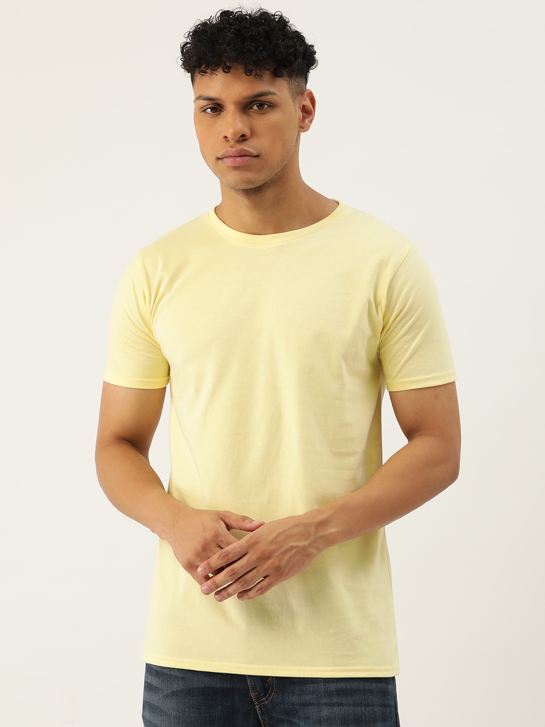 

FERANOID Men Bio Finish Cotton T-shirt, Yellow