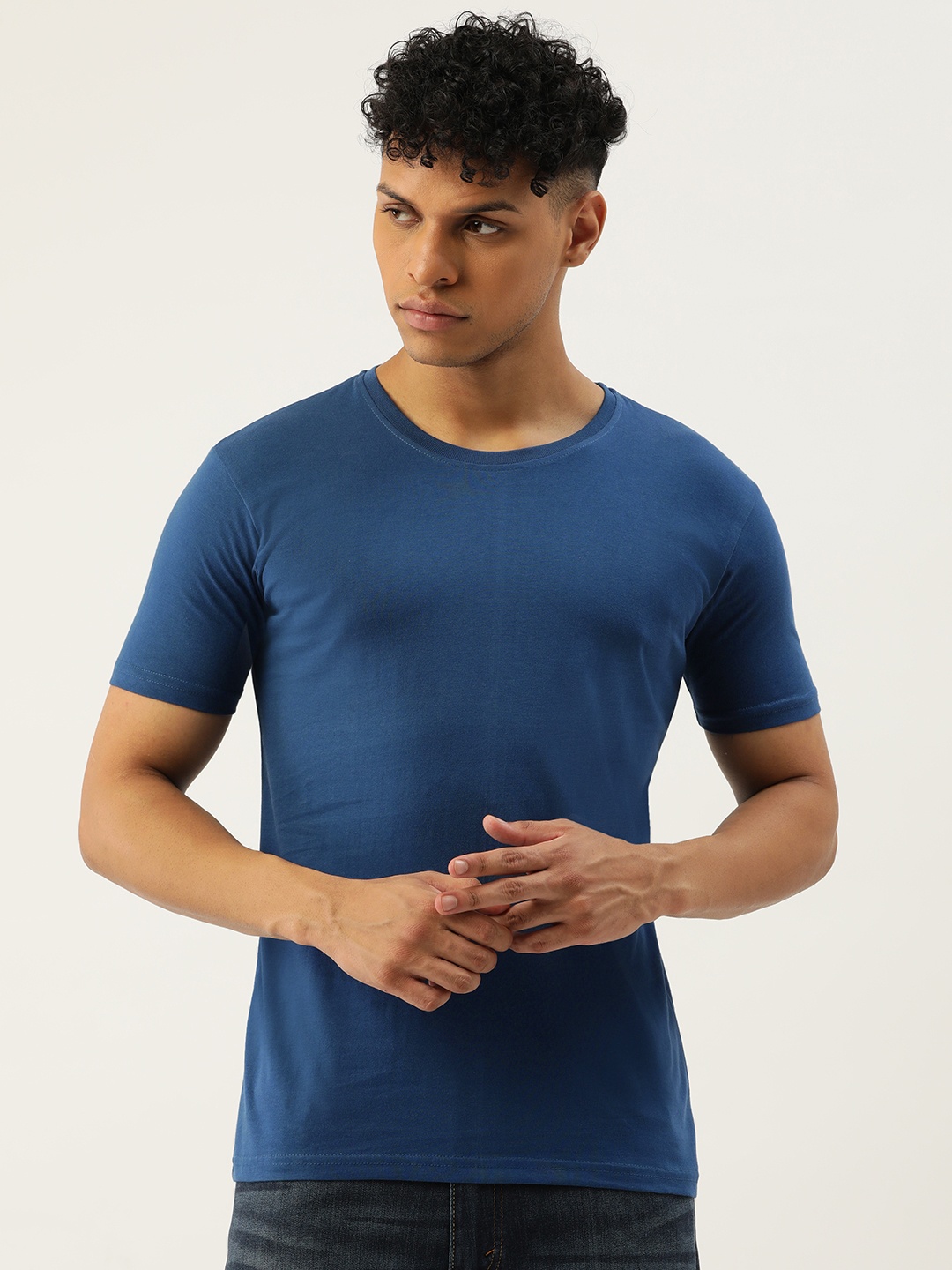 

FERANOID Men Bio Finish Cotton T-shirt, Blue