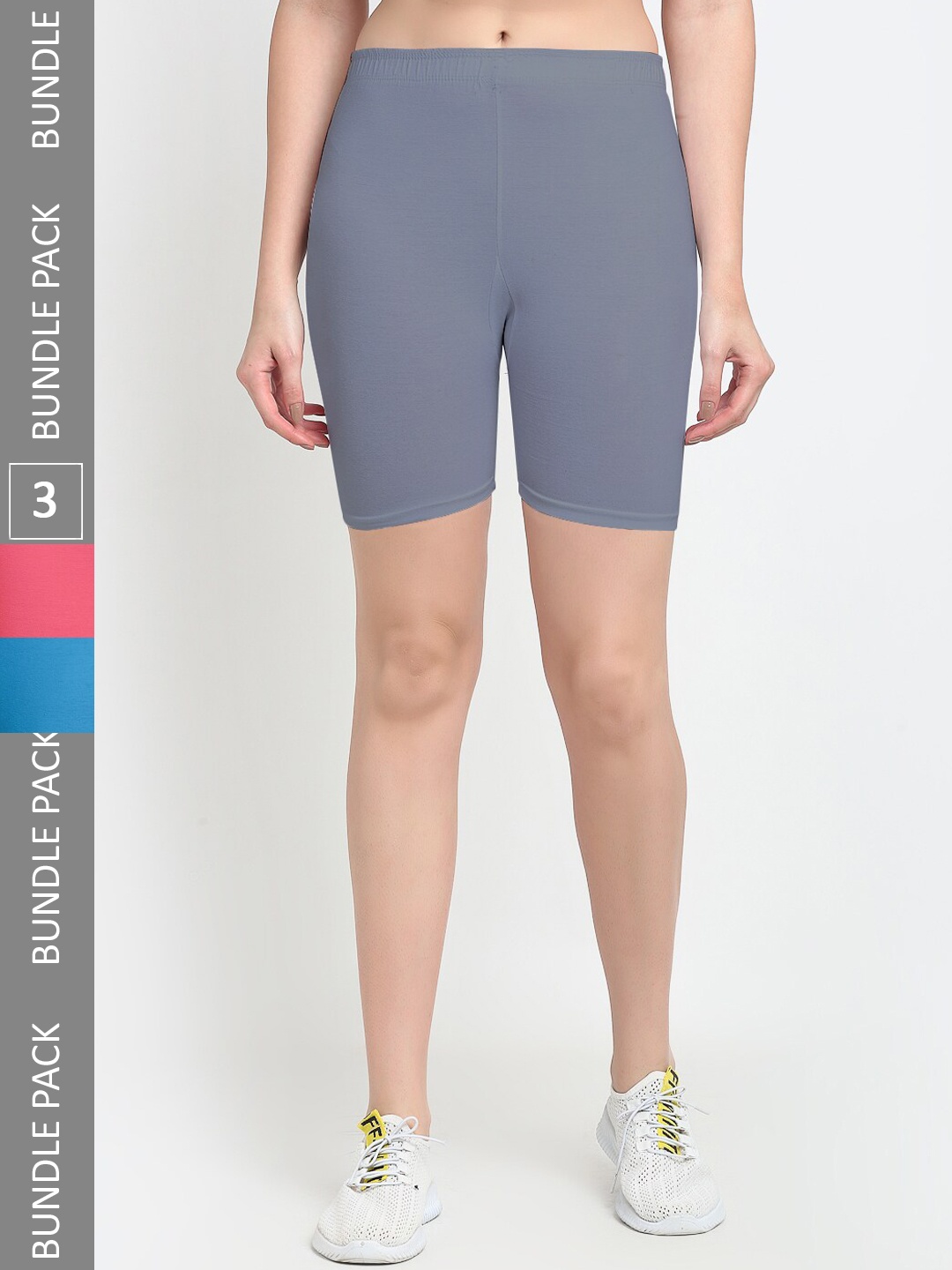 

Jinfo Women Pack of 3 Cotton Sports Shorts, Grey