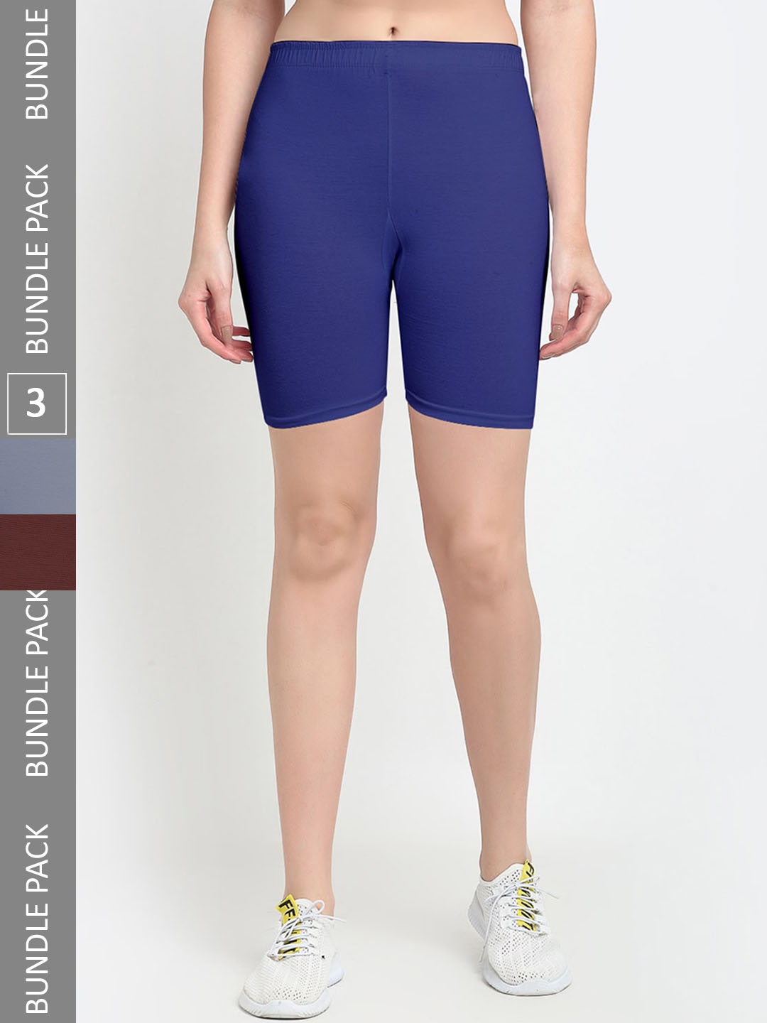 

Jinfo Women Pack Of 3 Skinny Fit Cycling Sports Shorts, Blue