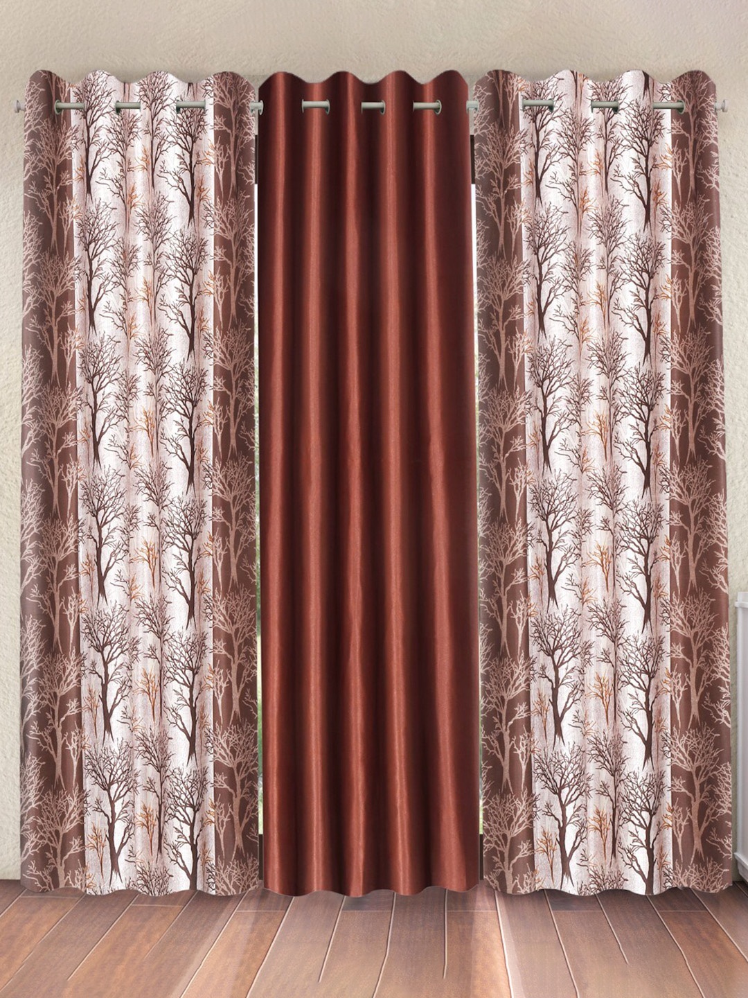 

Fashion String Brown & Black 3 Piece Tree Printed Door Curtain