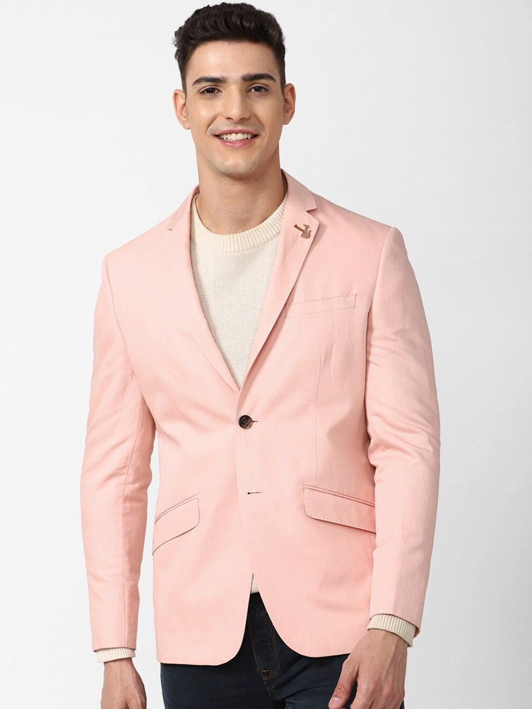 

SIMON CARTER LONDON Slim-Fit Single Breasted Linen Blazer, Pink