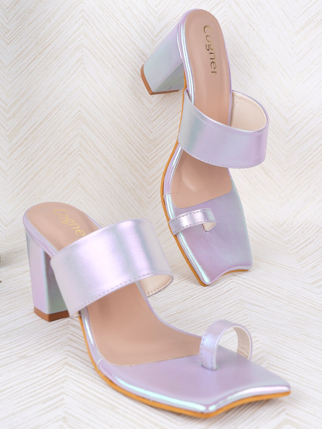 

Cogner One Toe Block Heels, Lavender