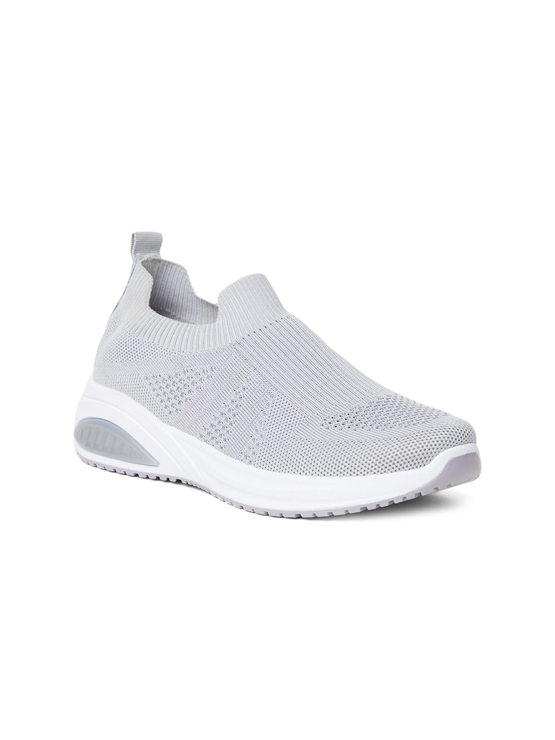 

MOZAFIA Women Round Toe Woven Design Slip On Sneakers, Grey