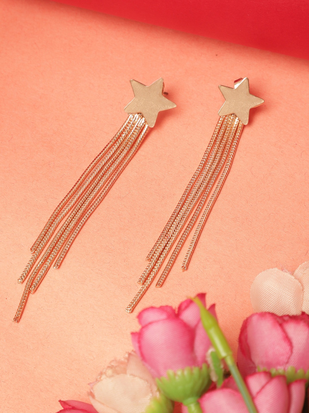 

Madame Rose Gold-Plated Star Shaped Drop Earrings