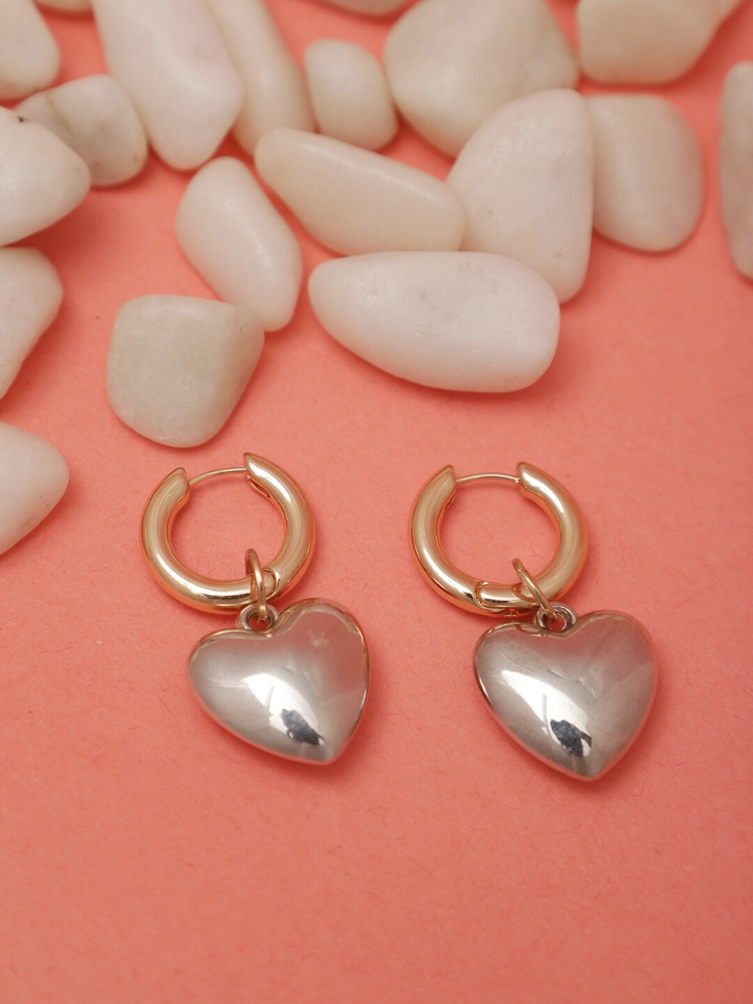 

Madame Rose Gold-Plated Heart Shaped Hoop Earrings