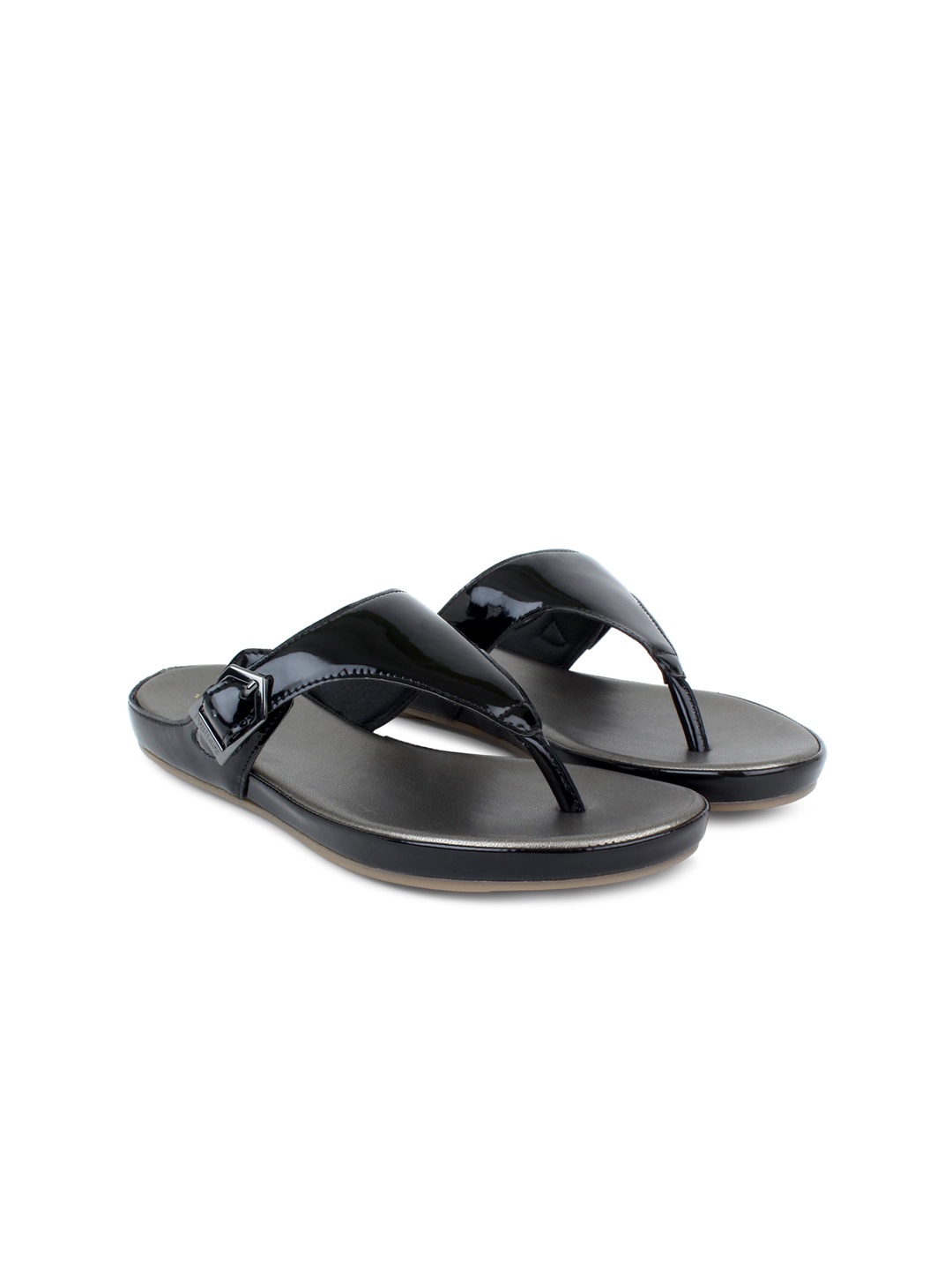 

PEPITOES Buckled T-Strap Flats, Black