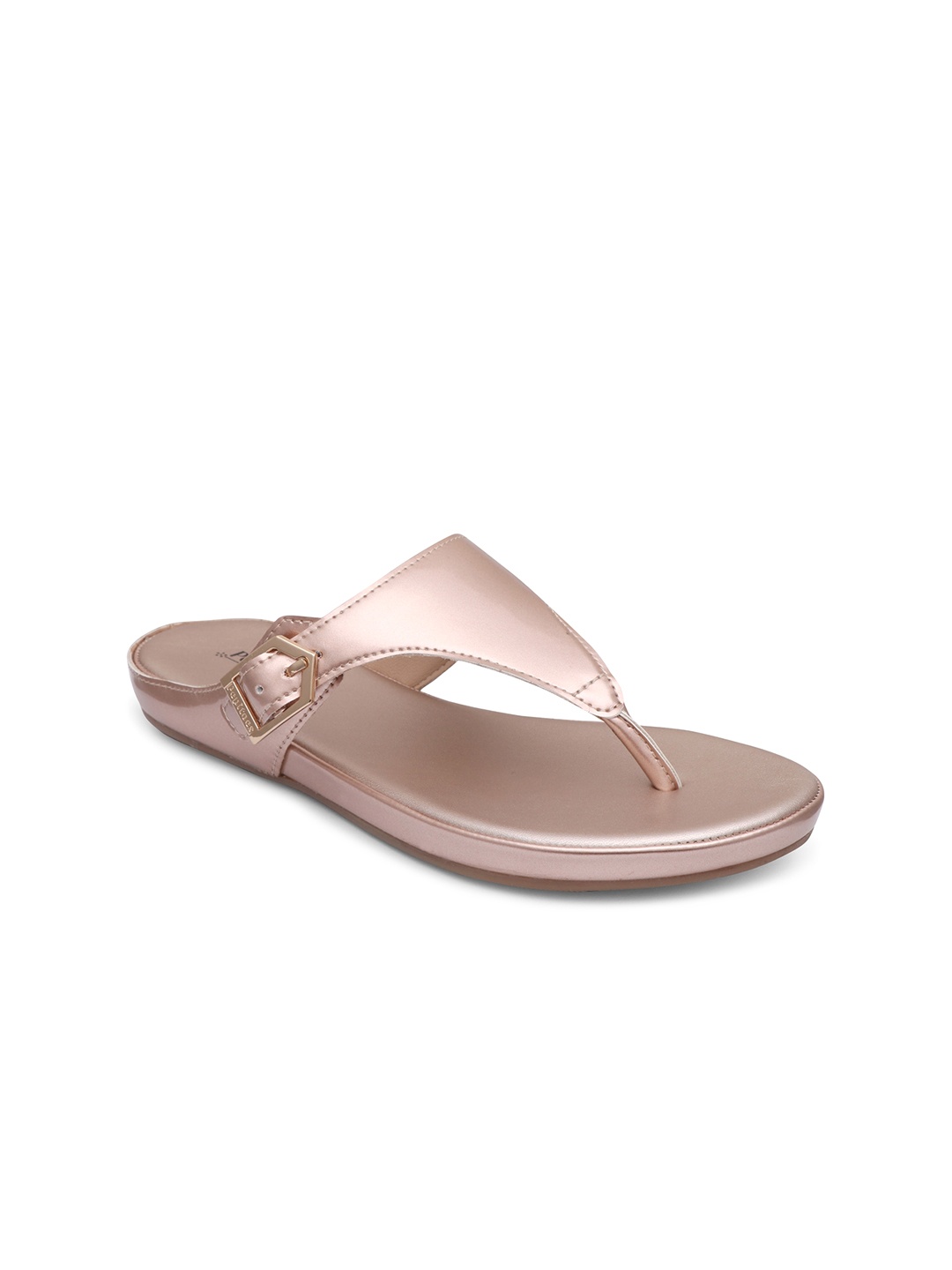 

PEPITOES Women Open Toe Flats With Buckles, Rose gold