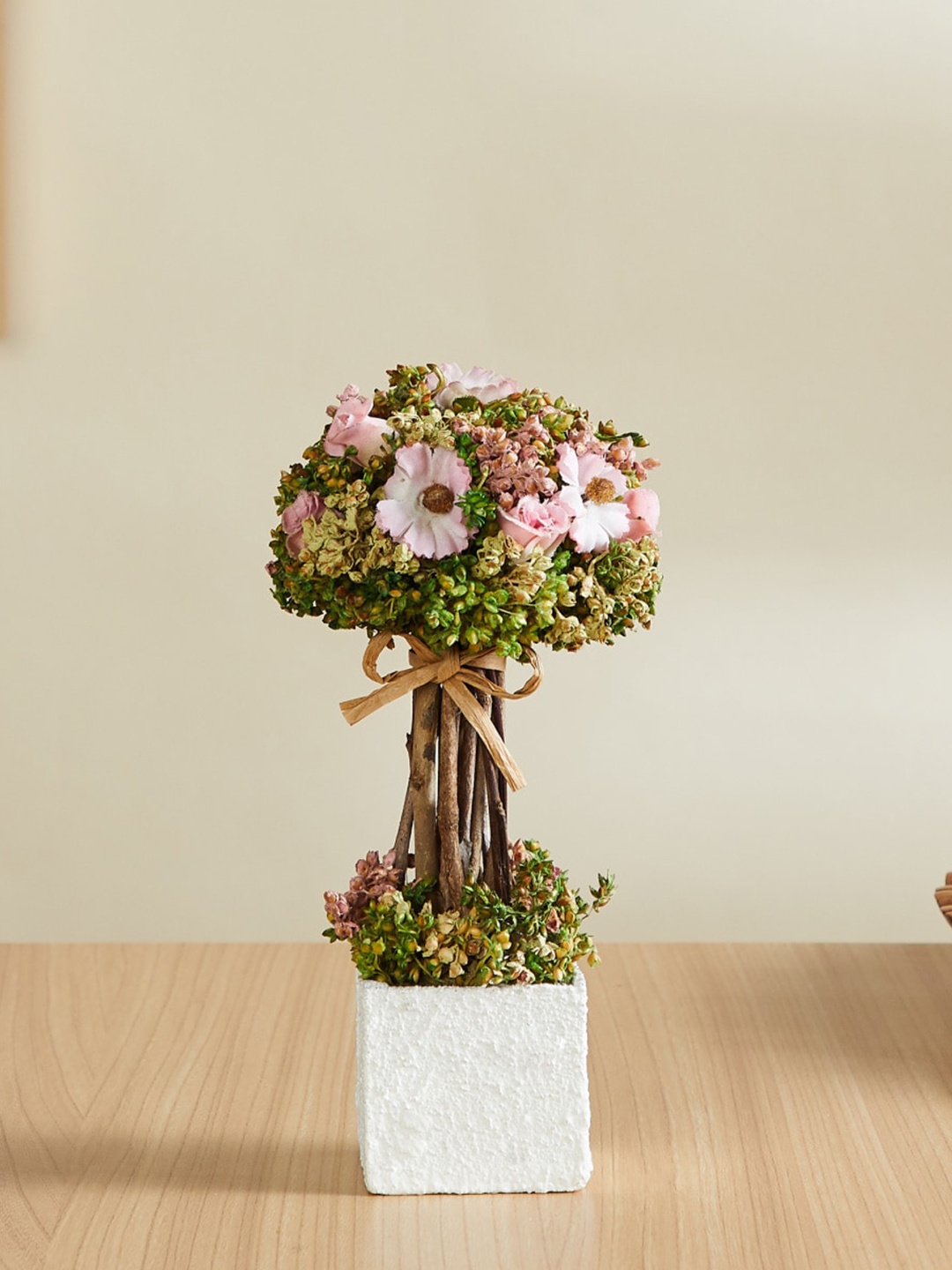 

Home Centre Gardenia Pink & White Roses Artificial Plant With Pot