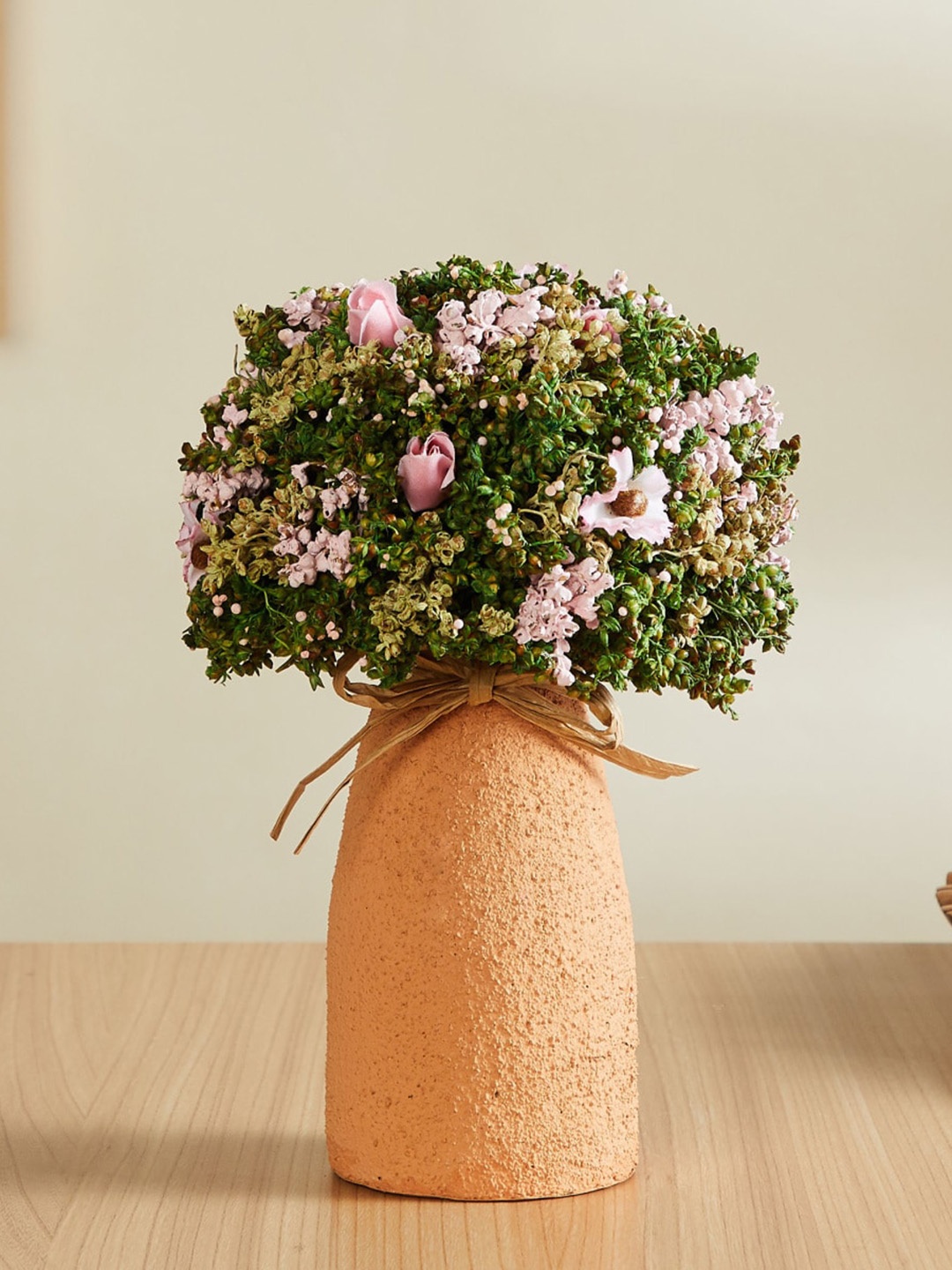 

Home Centre Gardenia Green & Pink Flower With Paper Pot