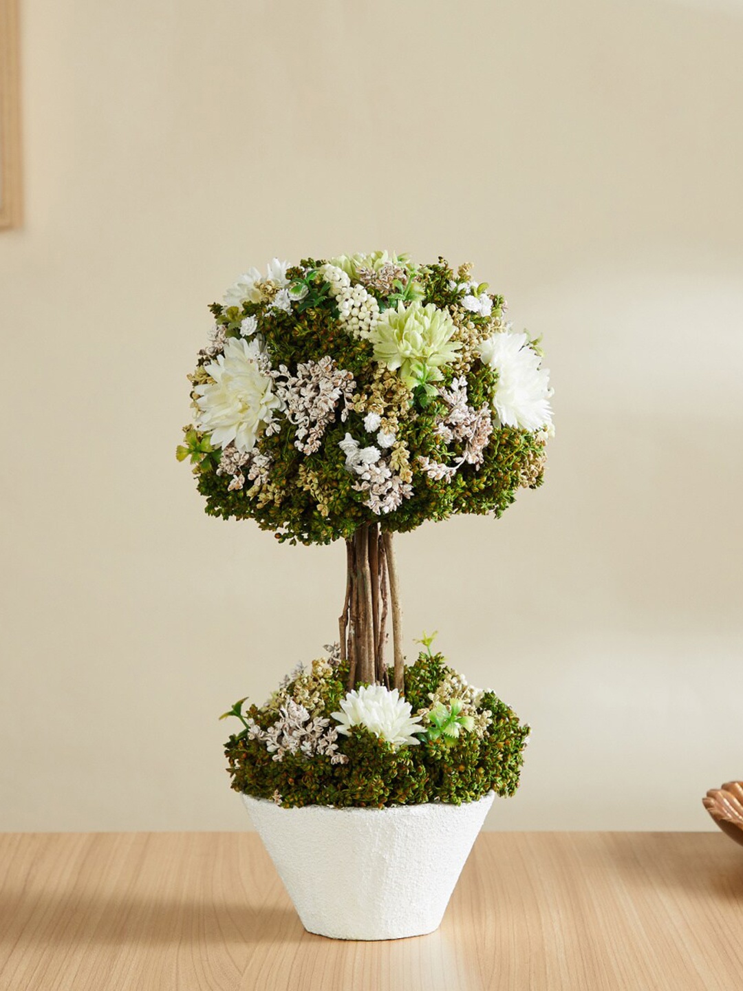 

Home Centre Gardenia White & Green Mum Artificial Flowers With Pot