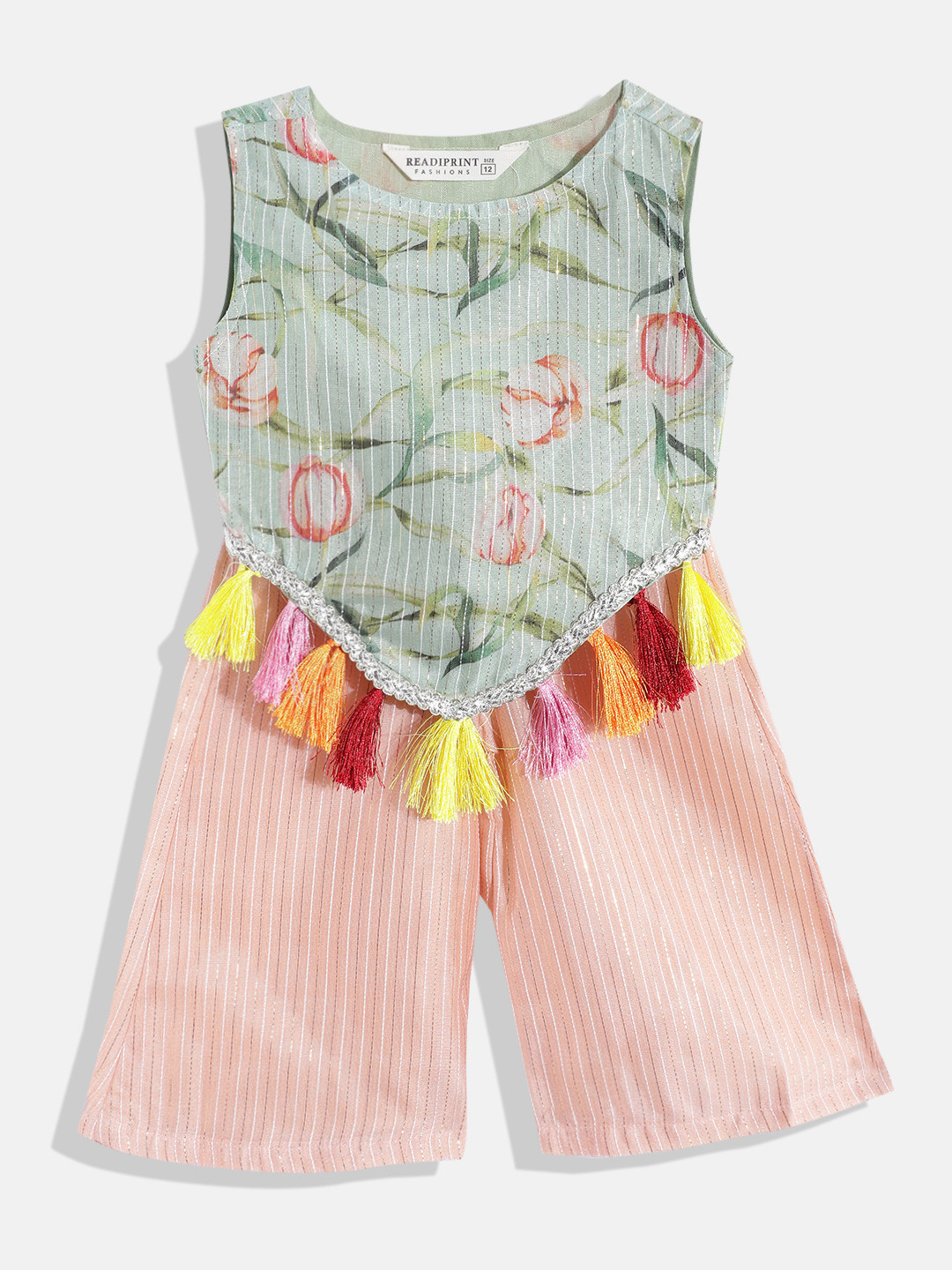

Readiprint Floral Printed Regular Top with Palazzos, Green