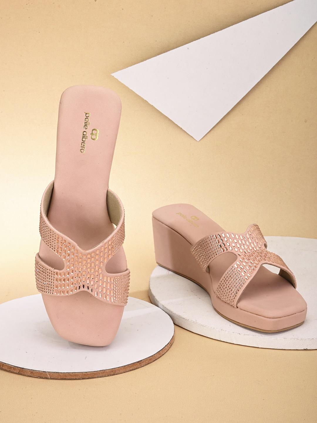 

pelle albero Embellished Wedge Heels, Pink