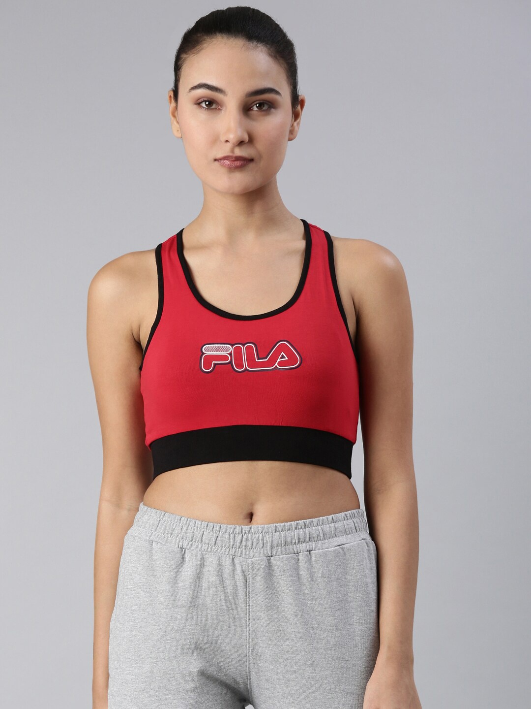 

FILA Medium Coverage All Day Comfort Cotton Workout Bra, Red