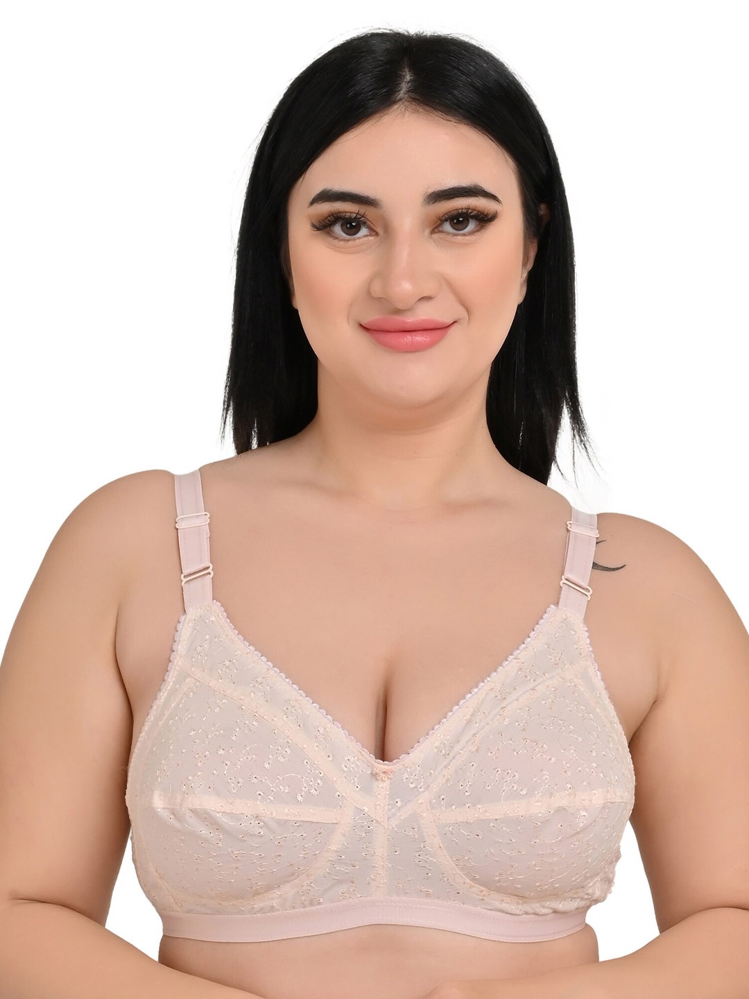 

Piylu Non Padded Non-Wired All Day Comfort Cotton Cut and Sew Bra, Peach