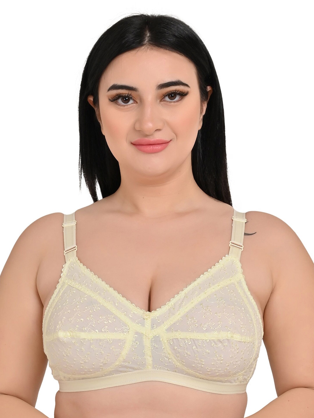 

Piylu Self Design Full Coverage All Day Comfort Cotton Everyday Bra, Yellow