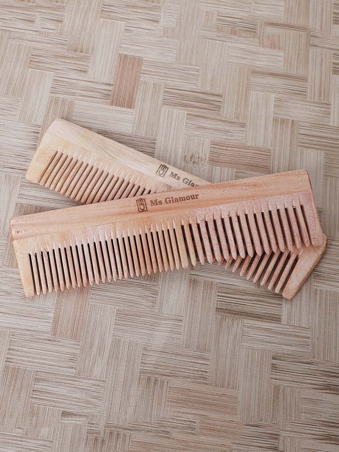 

MS Glamour Khaki Neem Wooden Comb For Hair Growth