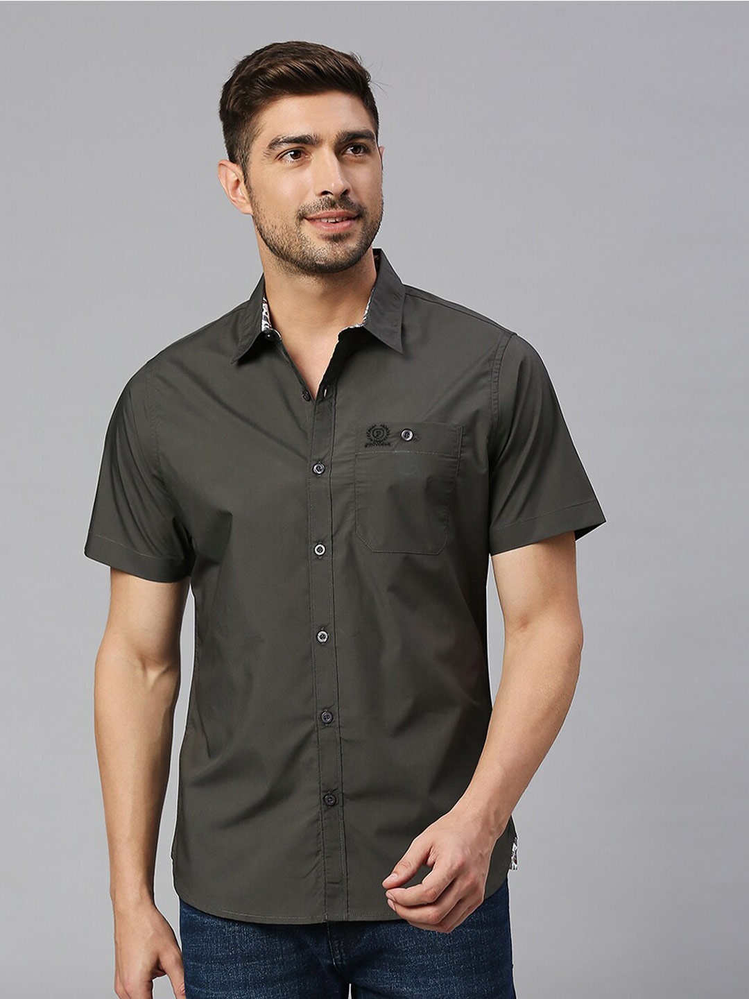 

Provogue Classic Slim Fit Pure Cotton Casual Shirt, Grey