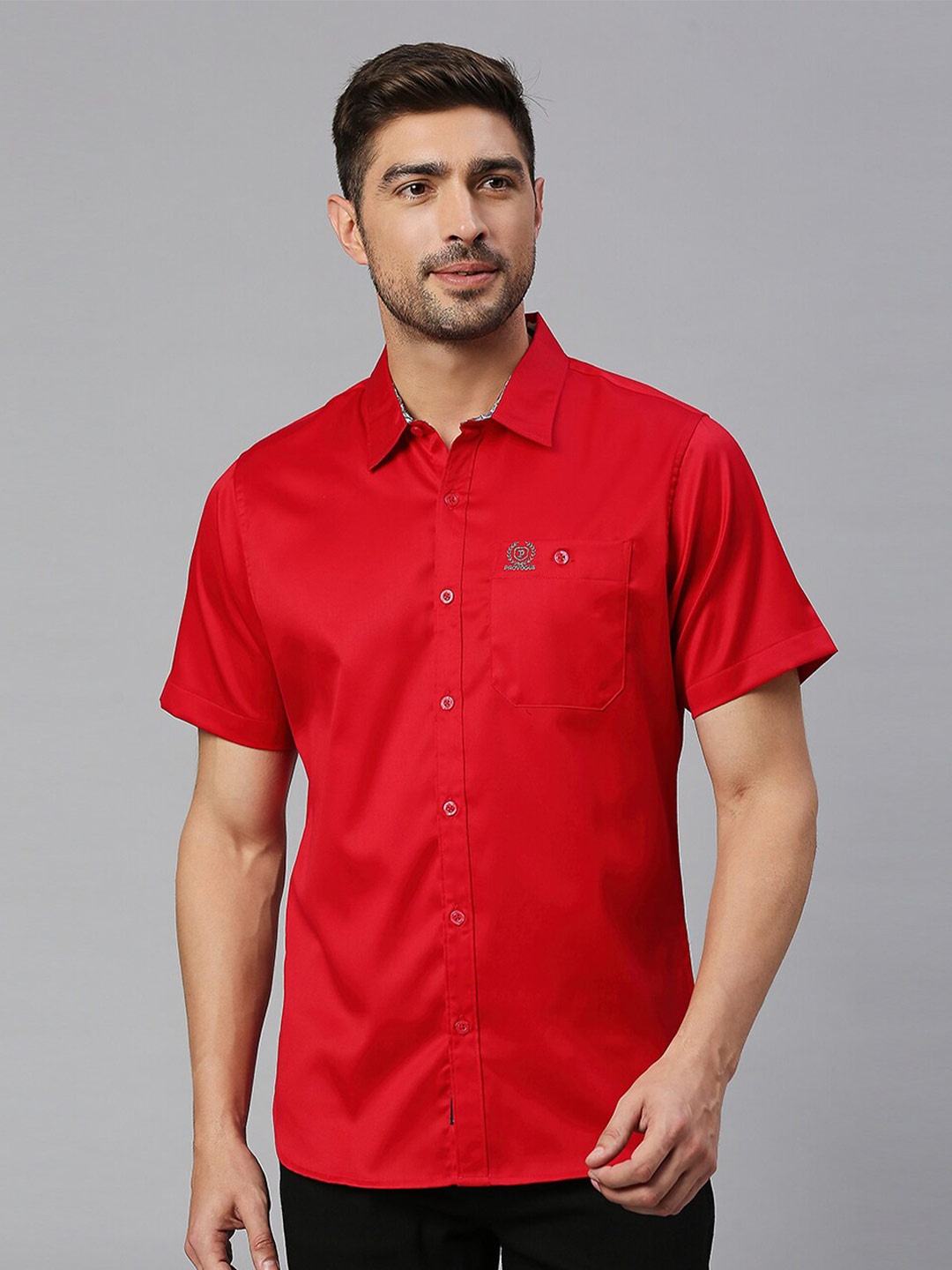 

Provogue Classic Slim Fit Cotton Casual Shirt, Red