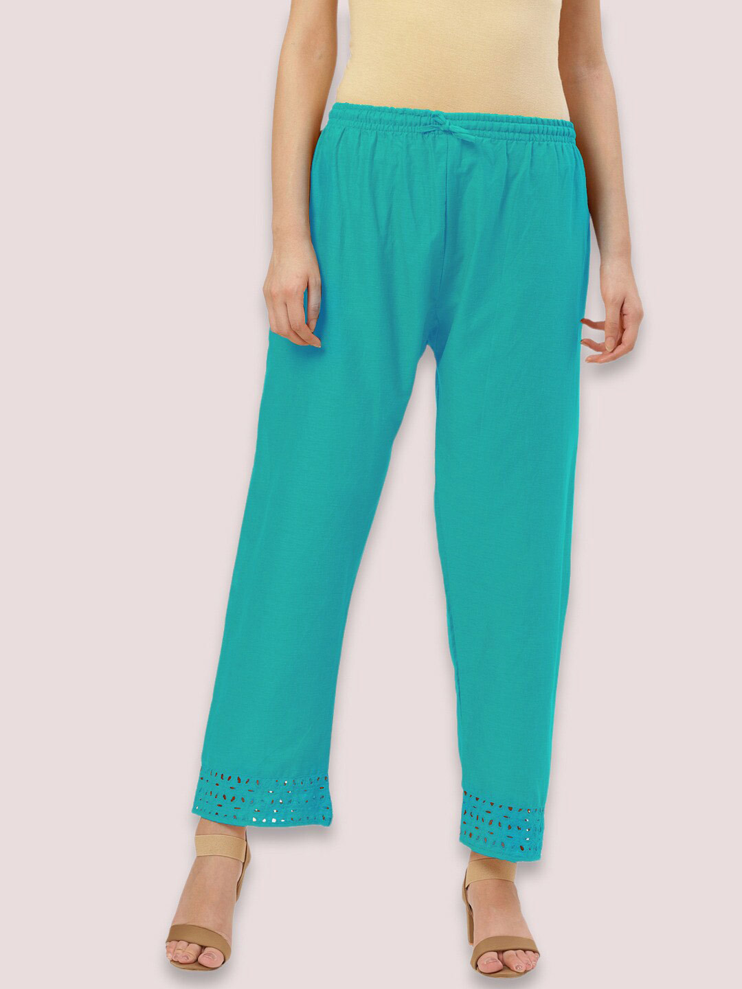 

Vastraa Fusion Women Straight Cotton Palazzo, Green