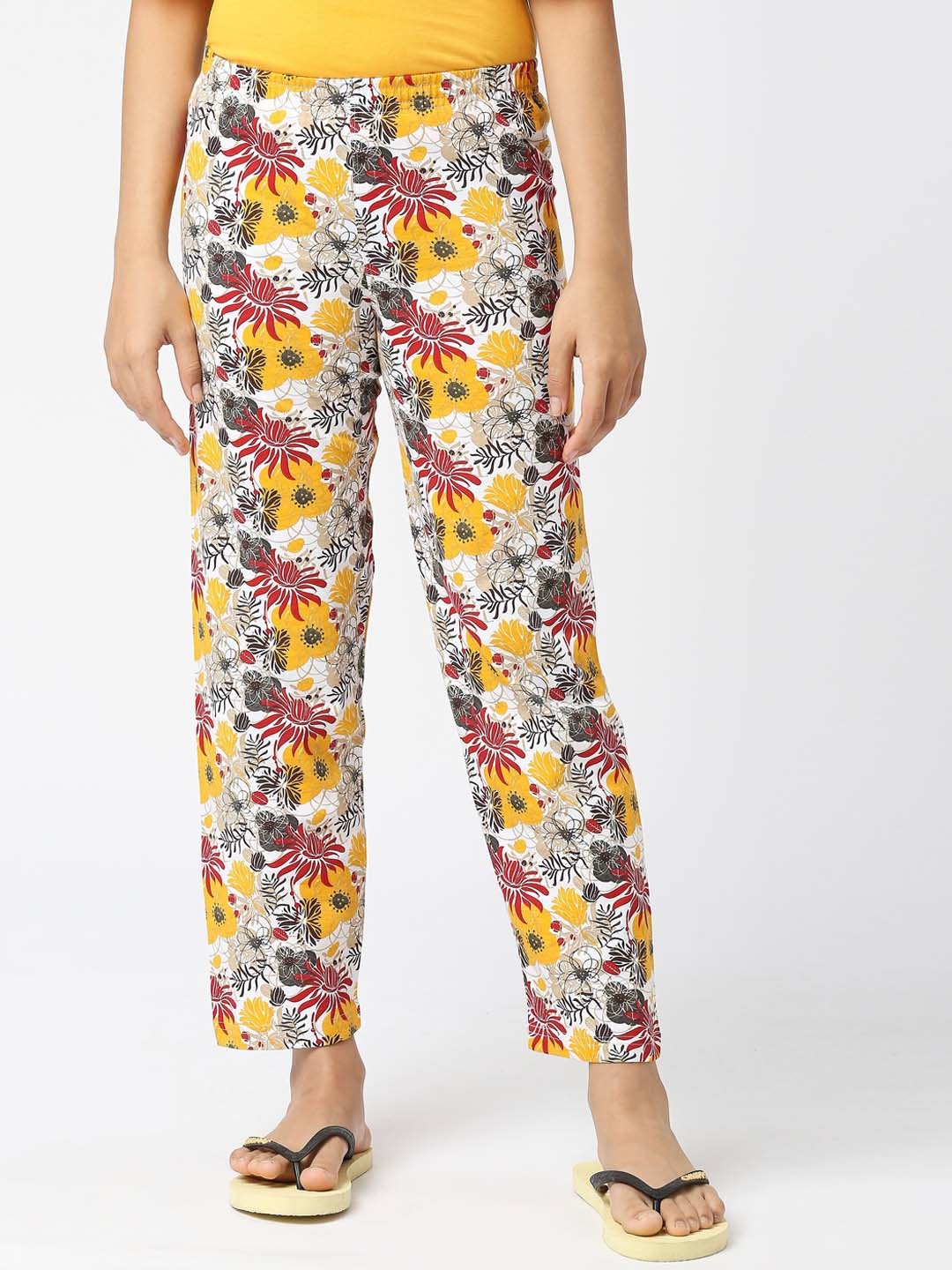 

SINI MINI Girls Mid-Rise Printed Pure Cotton Lounge Pants, Yellow