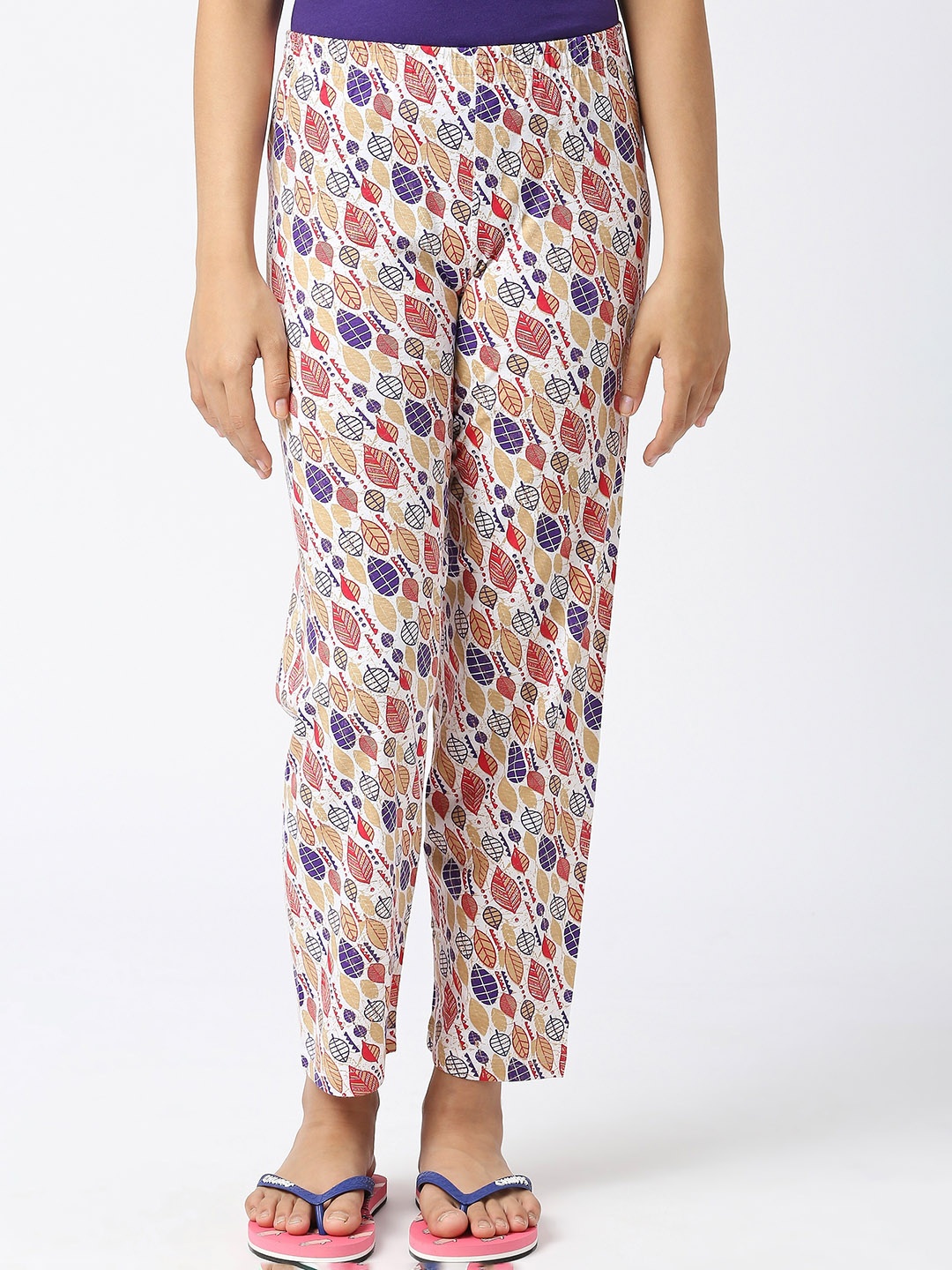 

SINI MINI Girls Mid-Rise Printed Pure Cotton Lounge Pants, Purple