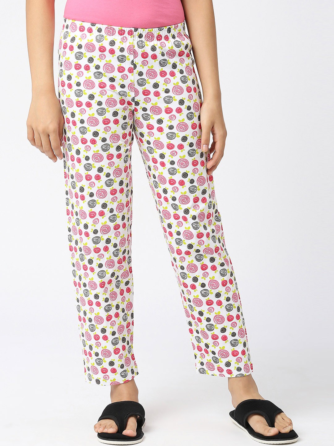 

SINI MINI Girls Mid-Rise Printed Pure Cotton Lounge Pants, Pink