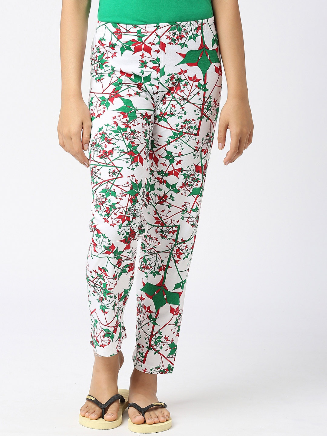 

SINI MINI Girls Mid-Rise Printed Pure Cotton Lounge Pants, White