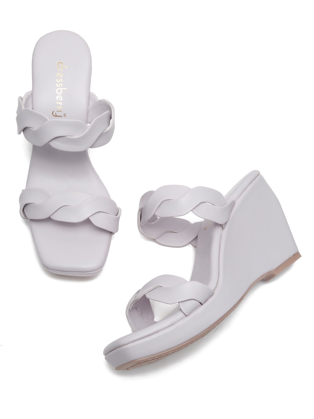 

DressBerry Lavender Twisted Strap Wedge Heels