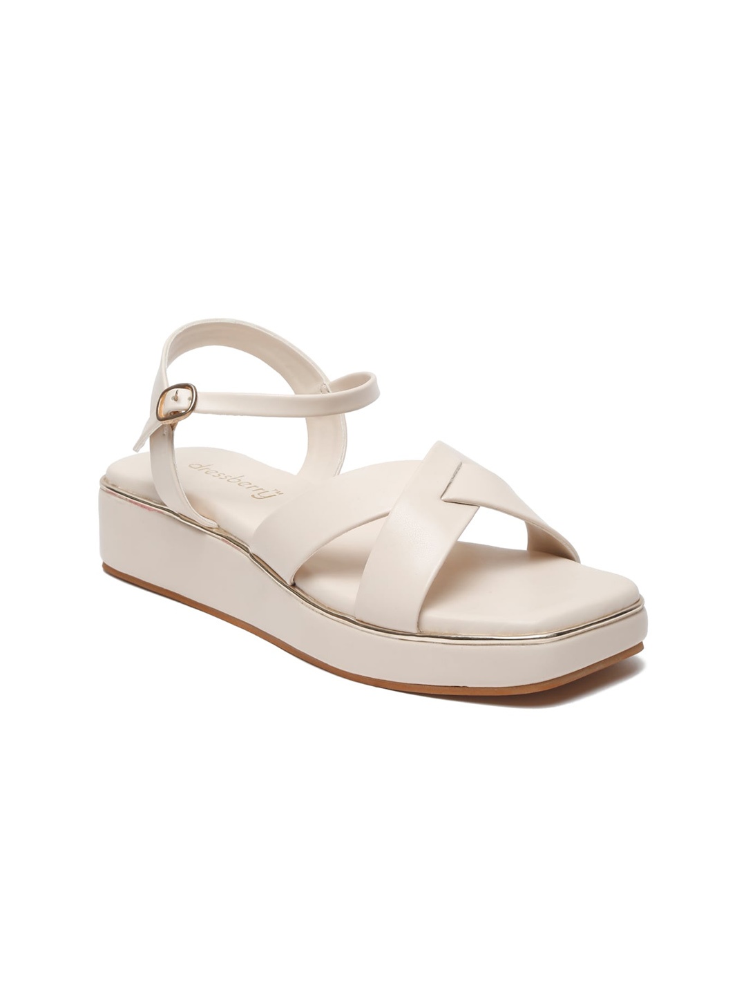 

DressBerry Cream-Coloured Open Toe Flatform Heels