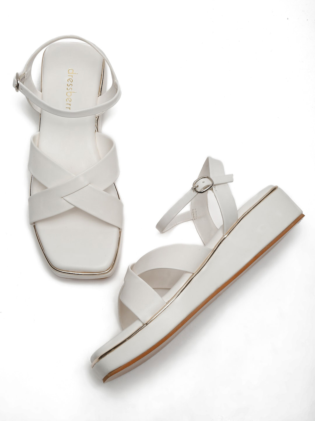 

DressBerry White Open Toe Flatform Heels
