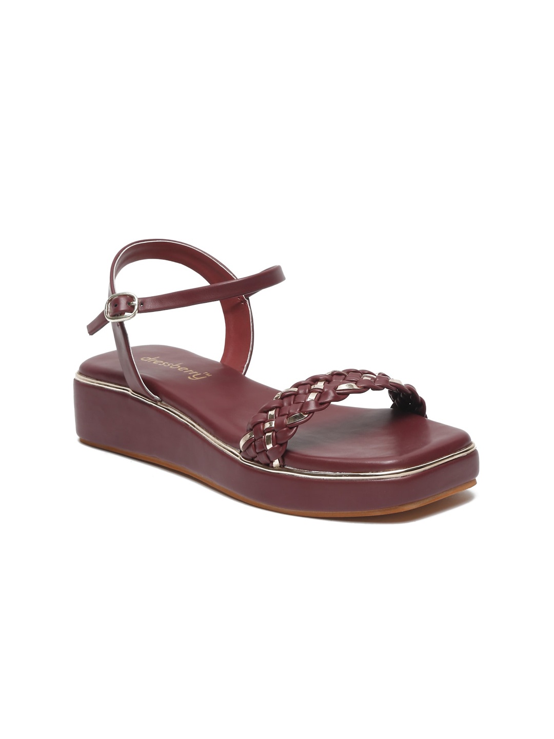 

DressBerry Textured Backstrap Flatform Heels, Maroon