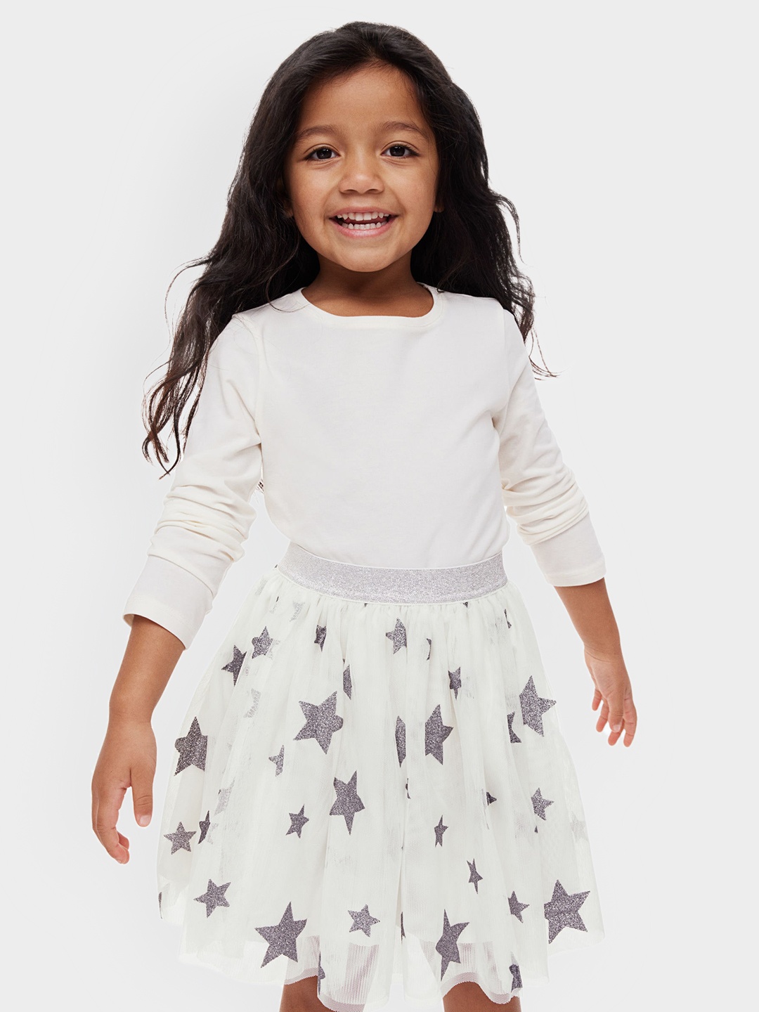 

H&M Girls Glittery Tulle Skirt, White