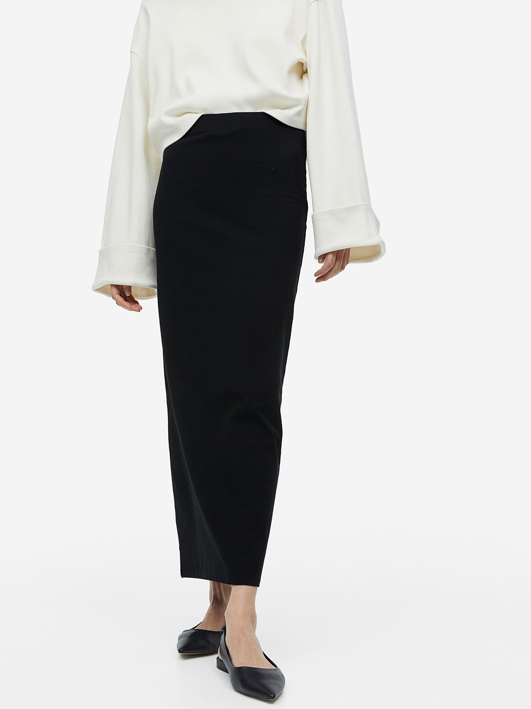 

H&M Long Jersey Skirt, Black