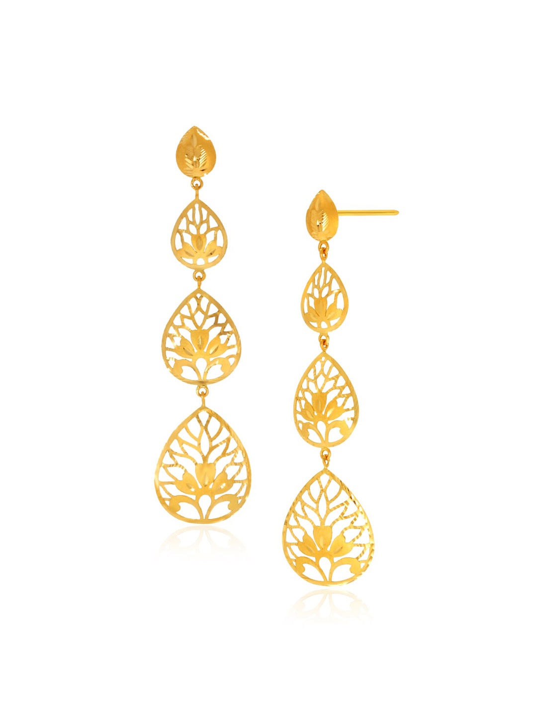 

SENCO Foliage 22KT Trillium Gold Drop Earrings-4.7gm