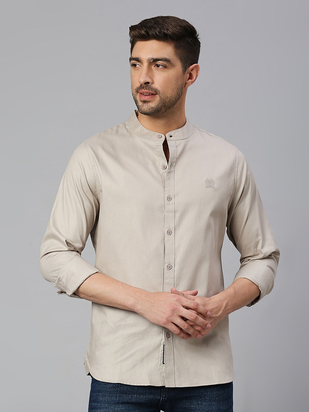 

Provogue Classic Slim Fit Pure Cotton Casual Shirt, Beige