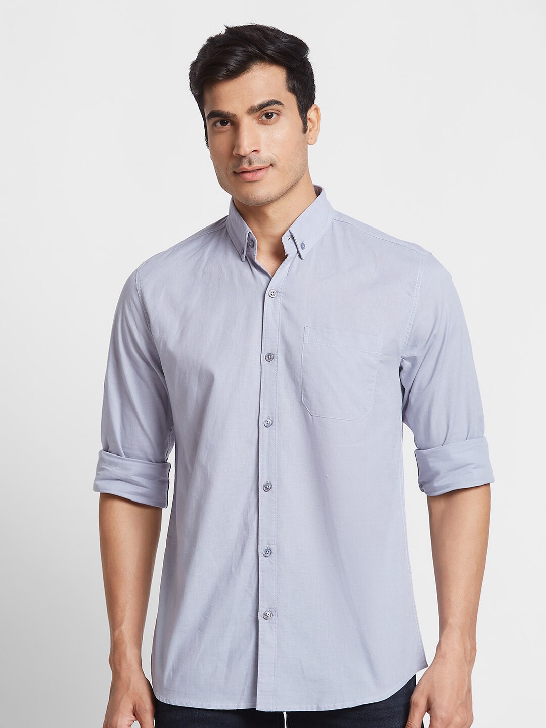 

Nick&Jess Button Down Collar Classic Fit Slim Fit Linen Casual Shirt, Blue