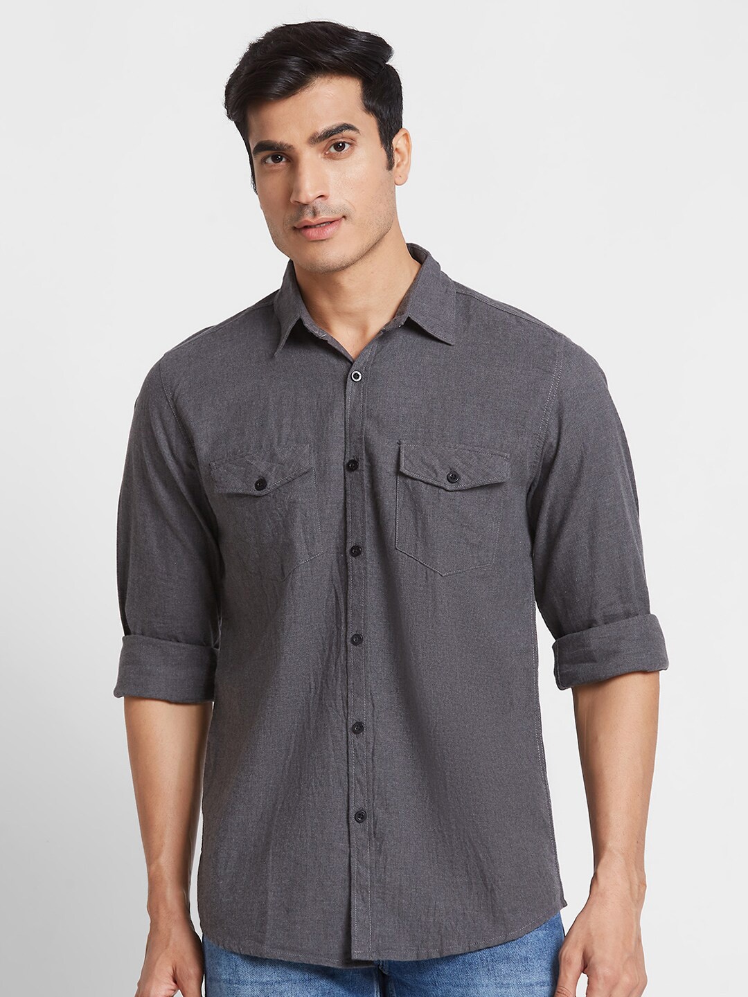 

Nick&Jess Long Sleeves Classic Fit Cotton Casual Shirt, Grey