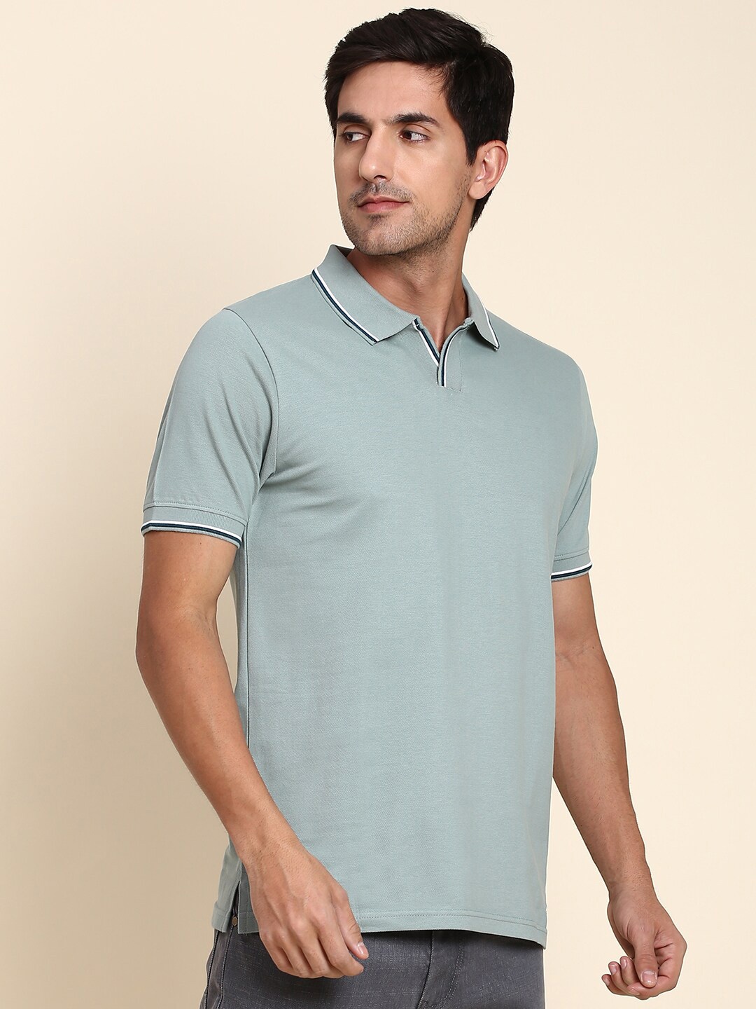 

Dennis Lingo Polo Collar Short Sleeves Regular Fit Cotton T-shirt, Teal