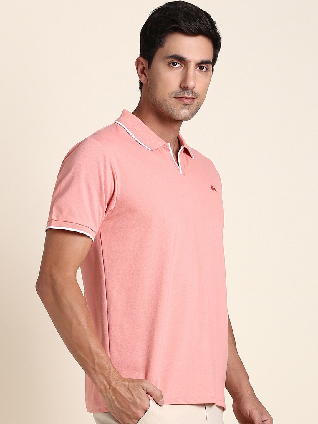 

Dennis Lingo Polo Collar Short Sleeves Regular Fit Pure Cotton T-shirt, Pink