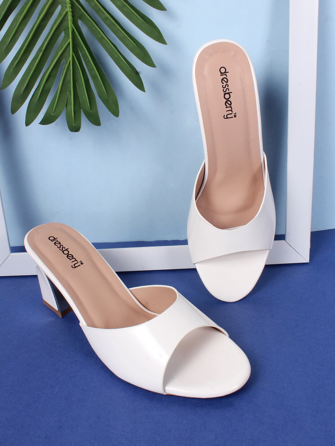 

DressBerry White Open Toe Block Heels