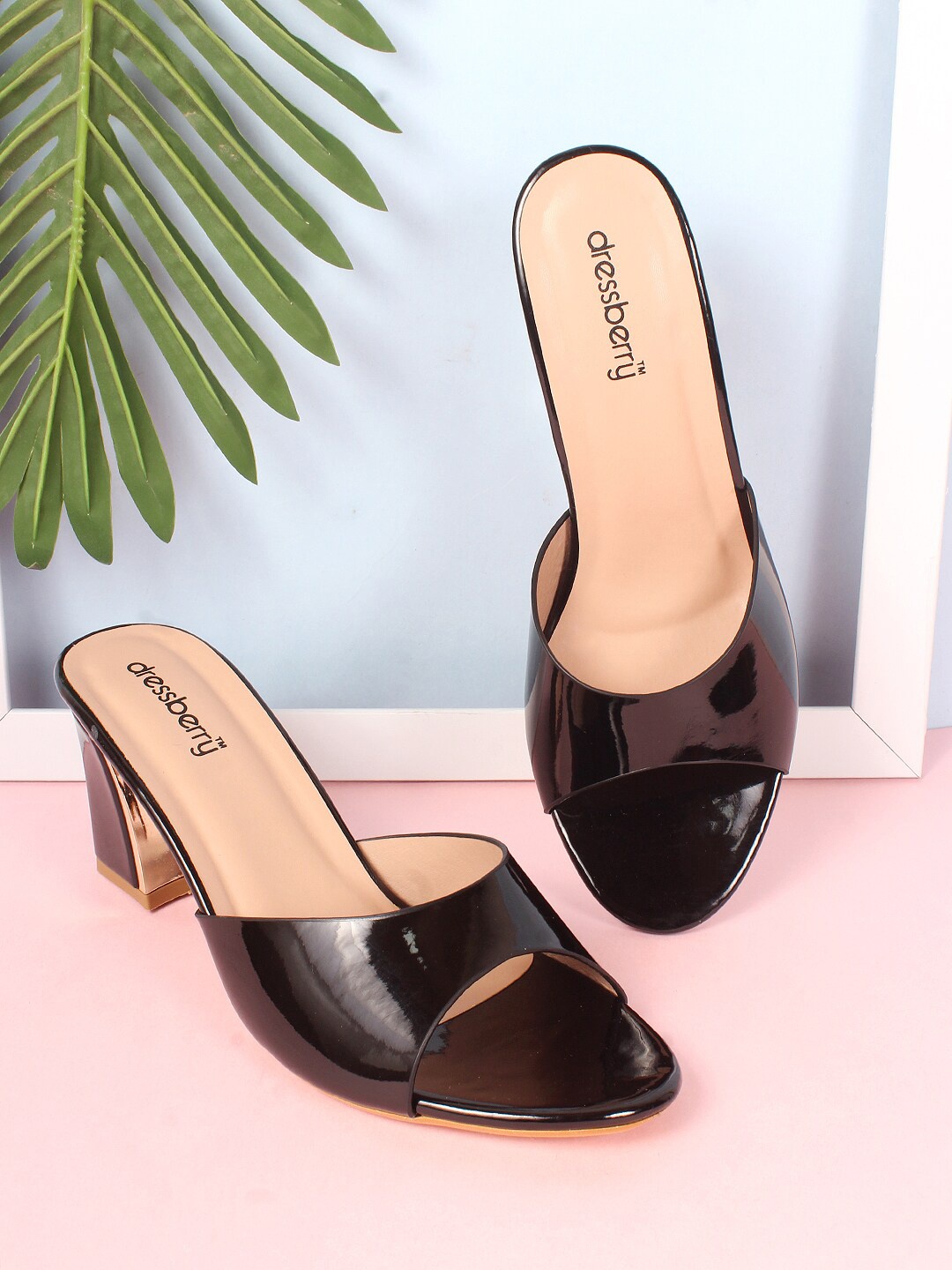 

DressBerry Black Open Toe Block Heels