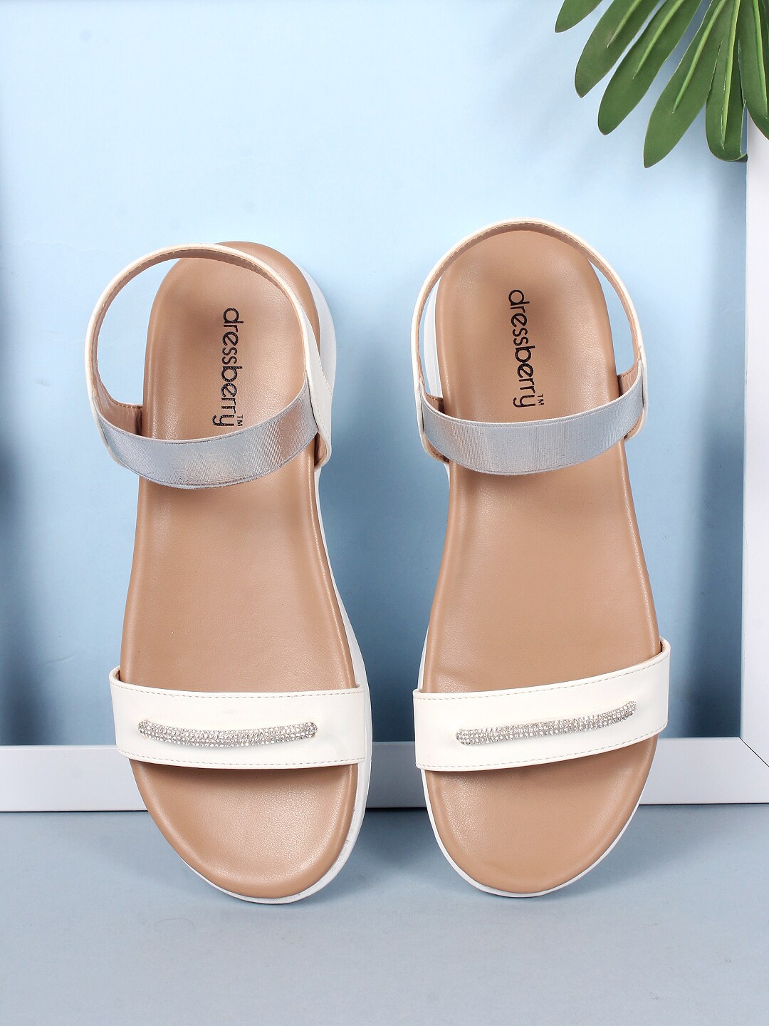 

DressBerry White And Silver-Toned Embellished Comfort Heels
