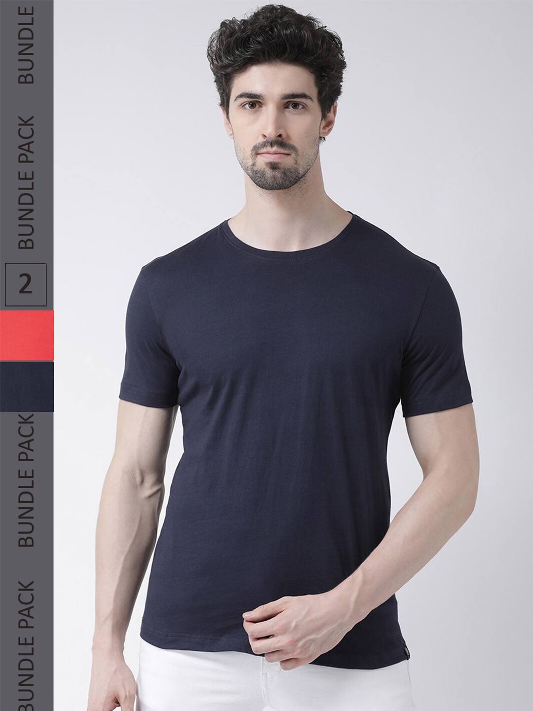 

Friskers Pack Of 2 Slim Fit Cotton T-shirt, Red