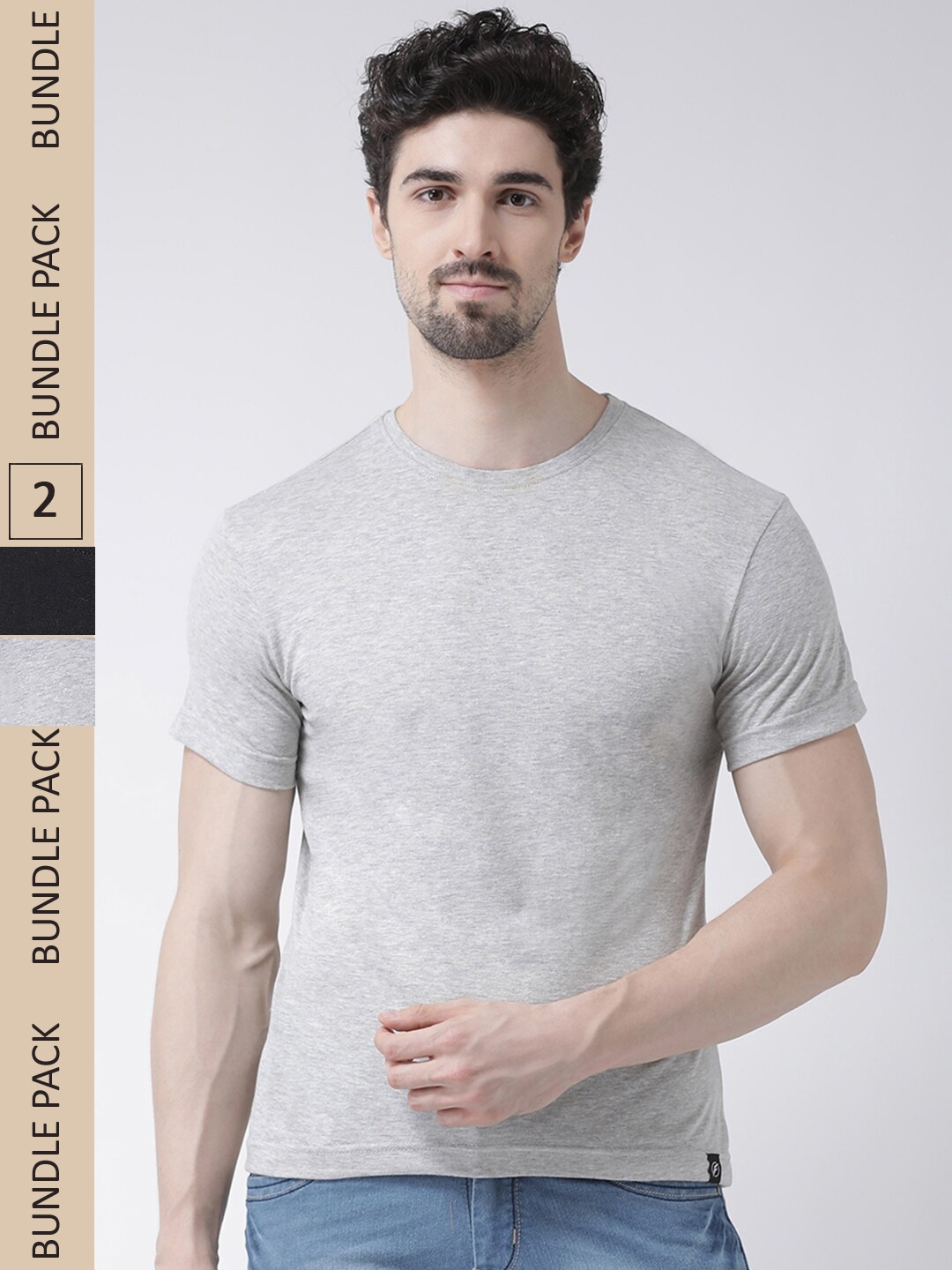 

Friskers Pack Of 2 Slim Fit Cotton T-shirt, Black