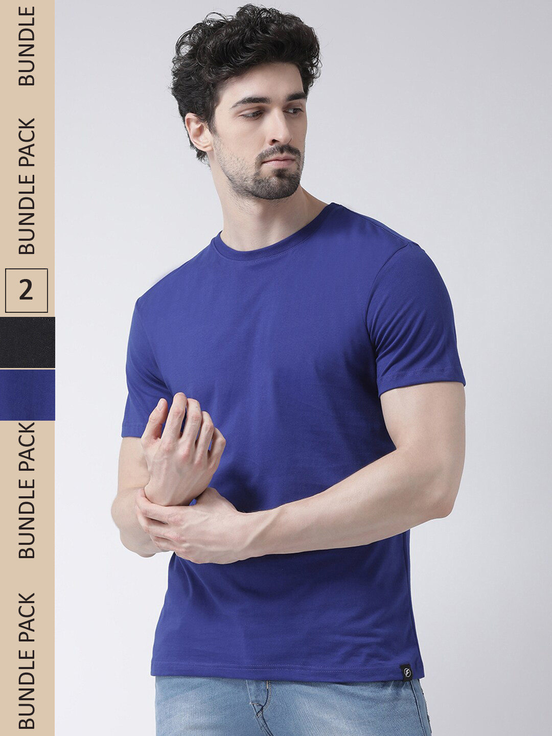 

Friskers Pack Of 2 Round Neck Cotton T-shirt, Blue