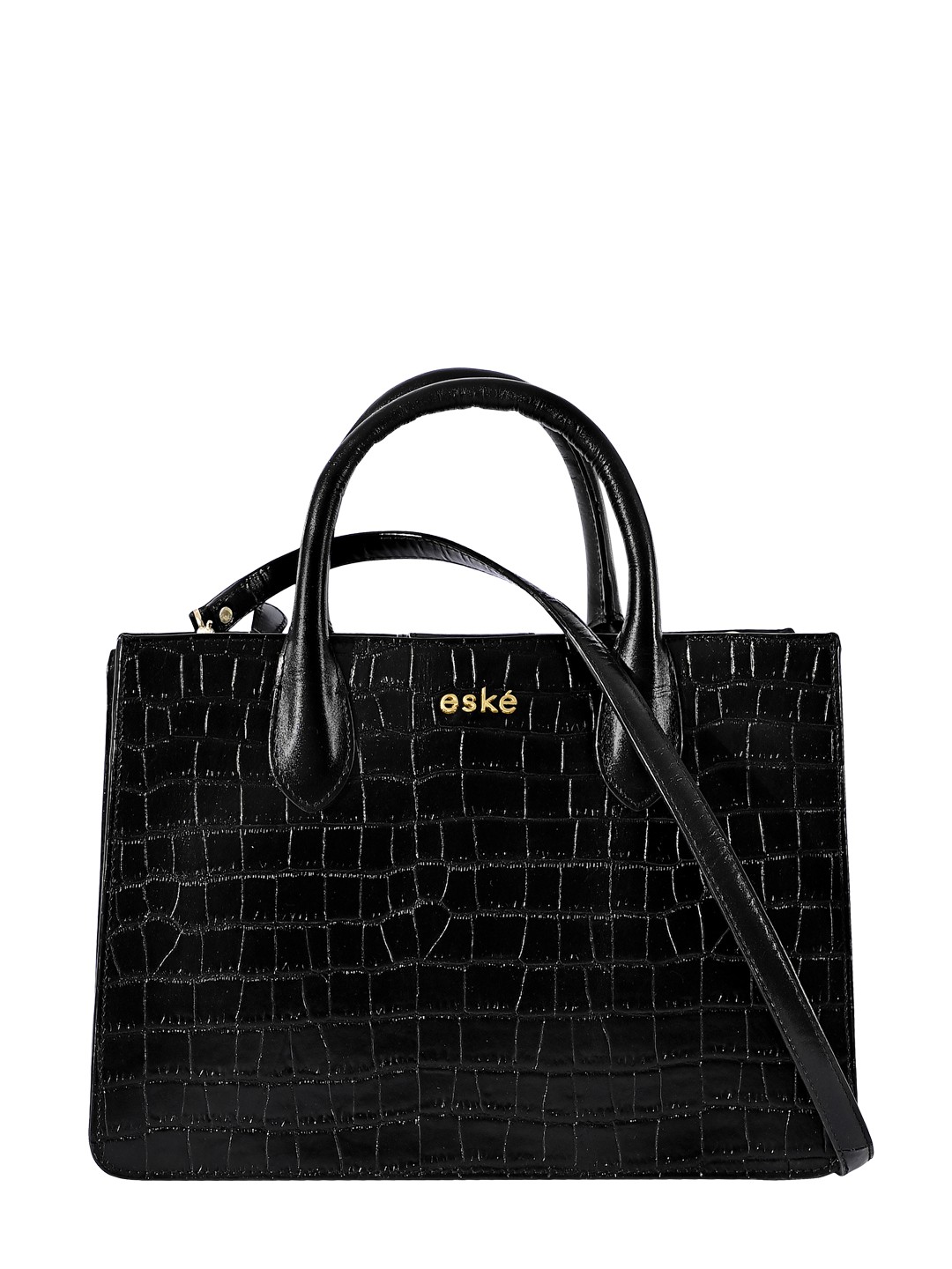 

Eske Textured Leather Structured Handheld Bag, Black