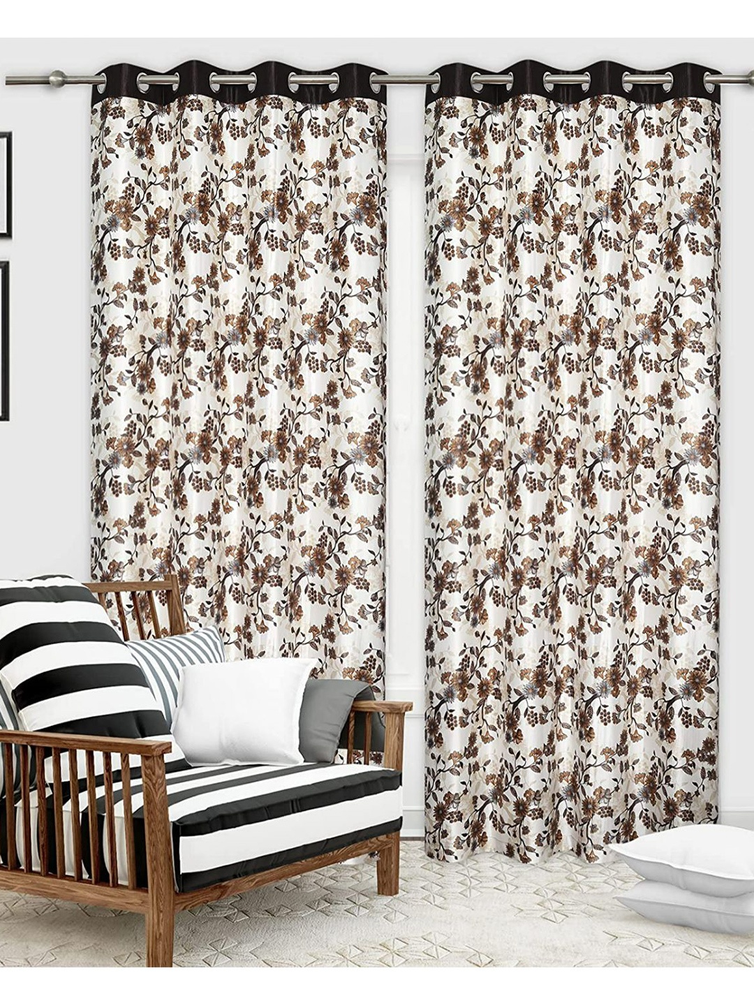 

Bajo's Beige & Brown 2 Pieces Floral Printed Door Curtain