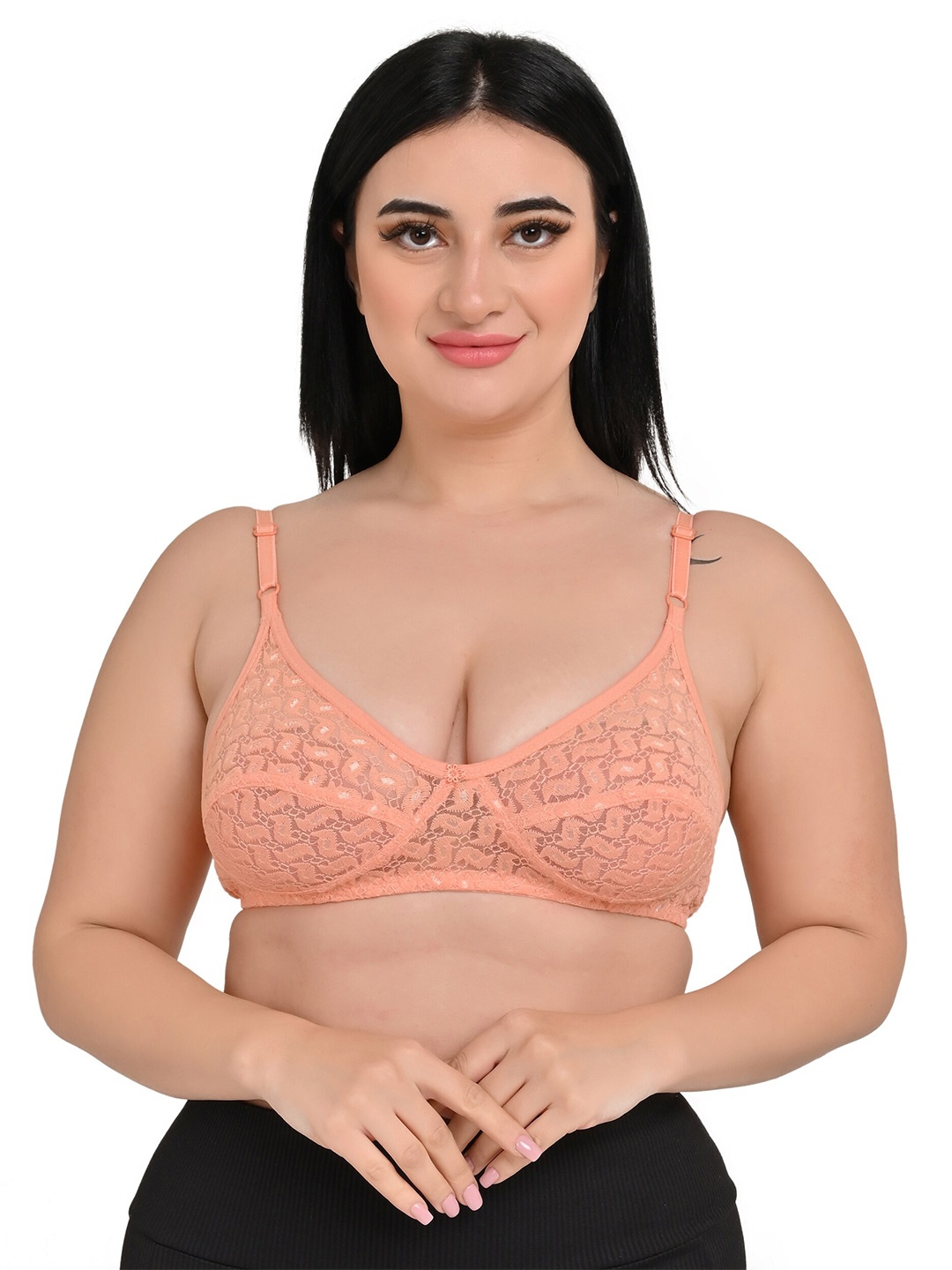 

Piylu Self Design Non Padded Non Wired All Day Comfort Lace Bra, Beige